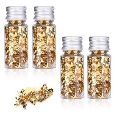 4 Bottles 5 Grams Gold Flakes Gold Leaf Gold Foil Flakes For Resin Gold Foil Fla