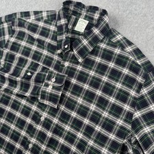 Brooks Brothers Shirt Mens XL Green Blue Plaid Milano Supima Cotton USA Button