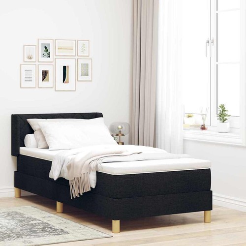 <strong>Letto a Molle< / strong> Nero 90 x 200 cm Tessuto