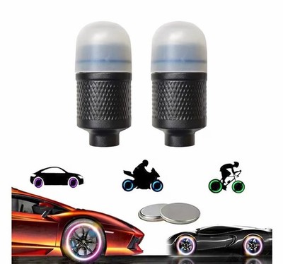 LED Green Light Flashing 2X Tire Wheels Valve Stem Cap WATERPROOF Car Bike 