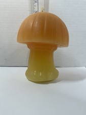 Vintage Solid Wax Mushroom Candle 5 Inches Orange And Yellow MCM