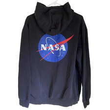 Black Nasa Graphic Sweatshirt Hoodie Size L Nerdy Big Bang Science Space Smart