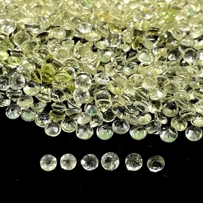 6 echter rund geschliffener Apatit ca. 1,8 mm gelb grün aus Kenia round facet - Bild 1 von 3