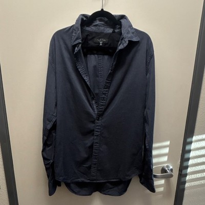 rag & bone Twill Long Sleeve Button-Up Shirt Navy Collared XL