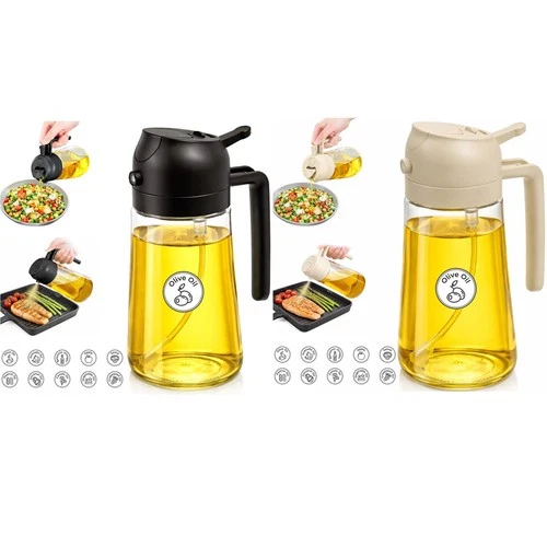 Oil Dispenser and Sprayer Glass Bottle 470ml Spray Bottle for Cooking Air Frying