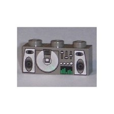 LEGO 6738 - Brick 1 x 3 with Radio and CD Player Pattern - Dark Gray