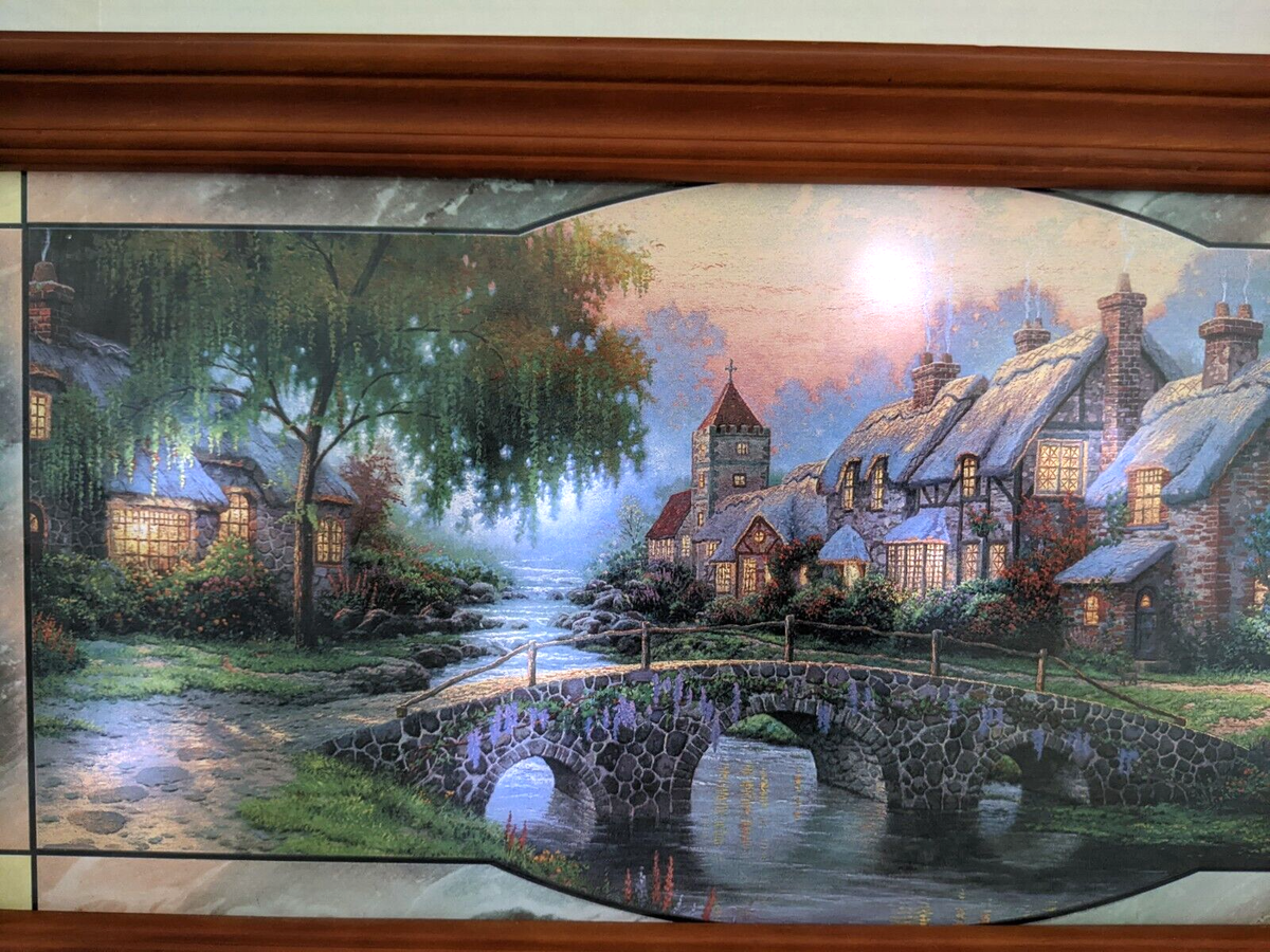 トーマスキンケード ヴィンテージ ステンドグラス 嵐の中の光 灯台 風景 Rare Thomas Kinkade 