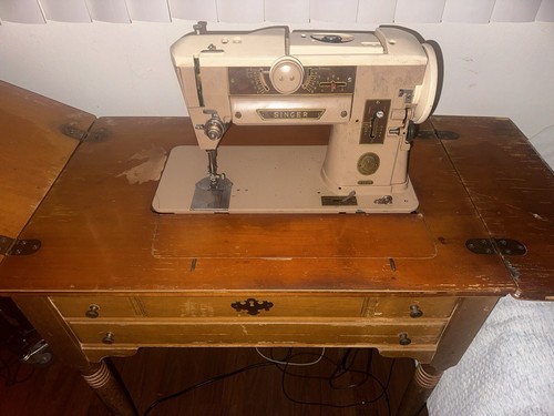 VINTAGE Singer 401A SLANT-O-MATIC Sewing Machine w/Foot Pedal | eBay