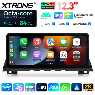 XTRONS 12,3'' Android 14 Autoradio 4+64GB LTE 4G DSP GPS Navi Für BMW F01 F02 CIC