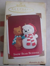 HX HALLMARK 2005 SNOW BEAR BUDDIES KEEPSAKE ORNAMENT SNOWMAN MIB