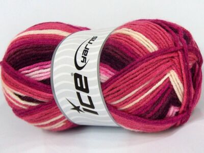 4-Skein Lot Ice Yarns Nice Baby Yarn Acrylic pink burgundy cream