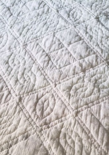 VTG Handmade Patchwork Diamond Quilt Flower Pot Design Homemade Twin Bed Pink - Picture 11 of 12