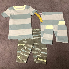 Carter's 4T Toddler Boys 3 Pc Pajama Set Shirt Pants Crocodile Green Striped