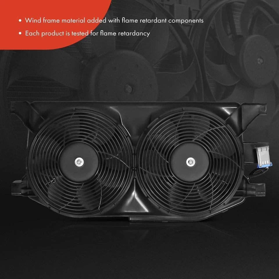 Ventilador de refrigeración de radiador de doble motor con conjunto de cubierta para Mercedes-Benz ML320 ML350 Foto 3 de 4