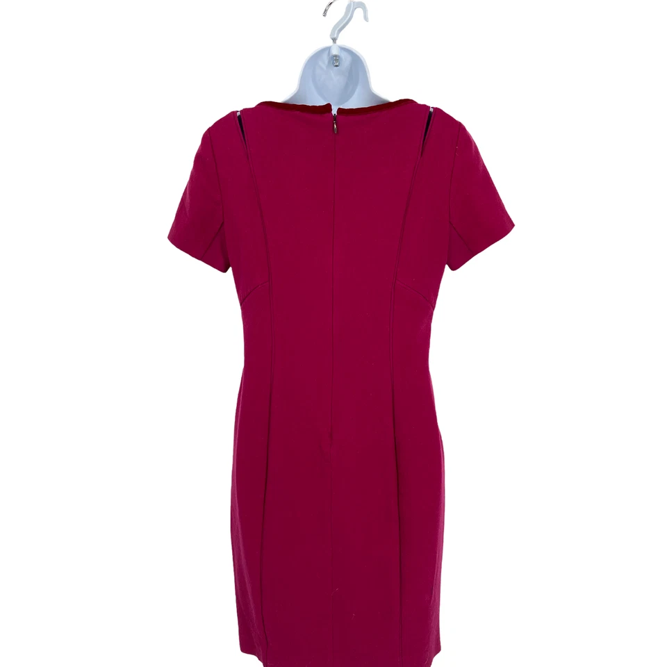 Elie Tahari Women Pink Jonas Cutout Short Sleeve Wool Sheath Dress Size 6 - Image 2 of 4