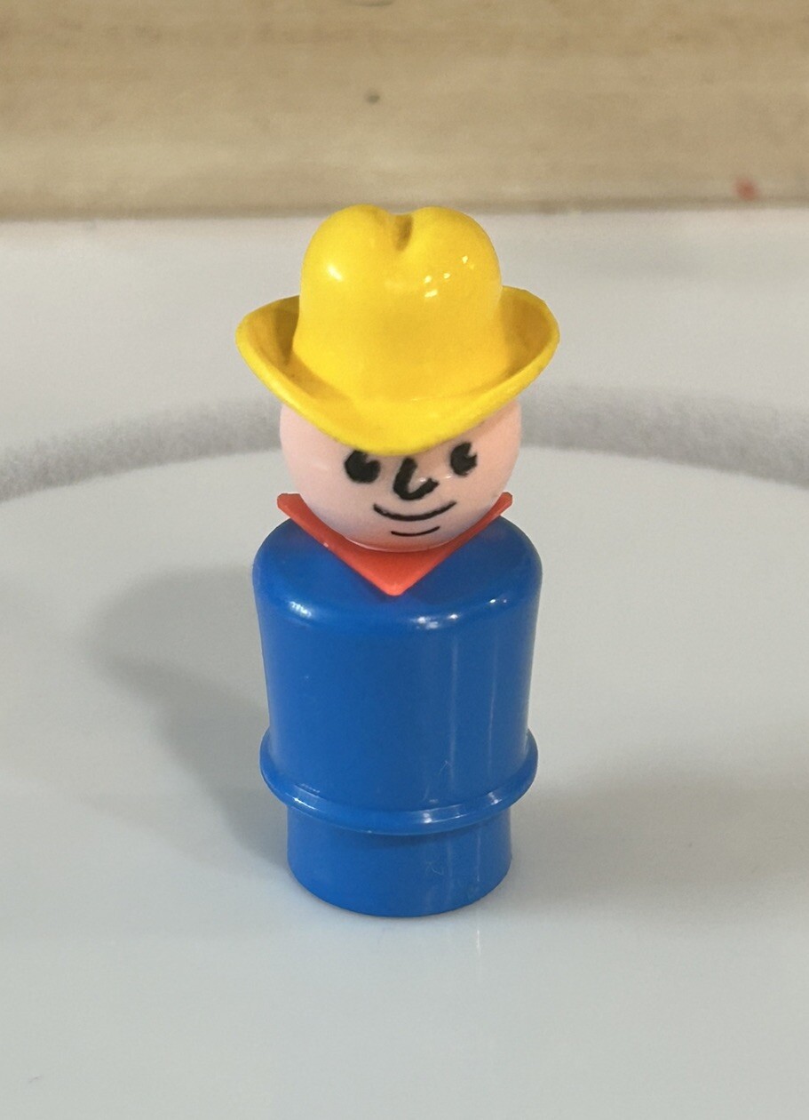 Vintage Fisher Price Little People FARMER RED SCARF BANDANA w/ Hat for Farm
