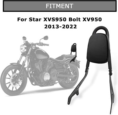 Passenger Backrest Sissy Bar with Pad for Star XVS950 Bolt XV950 R-spec 13-2023
