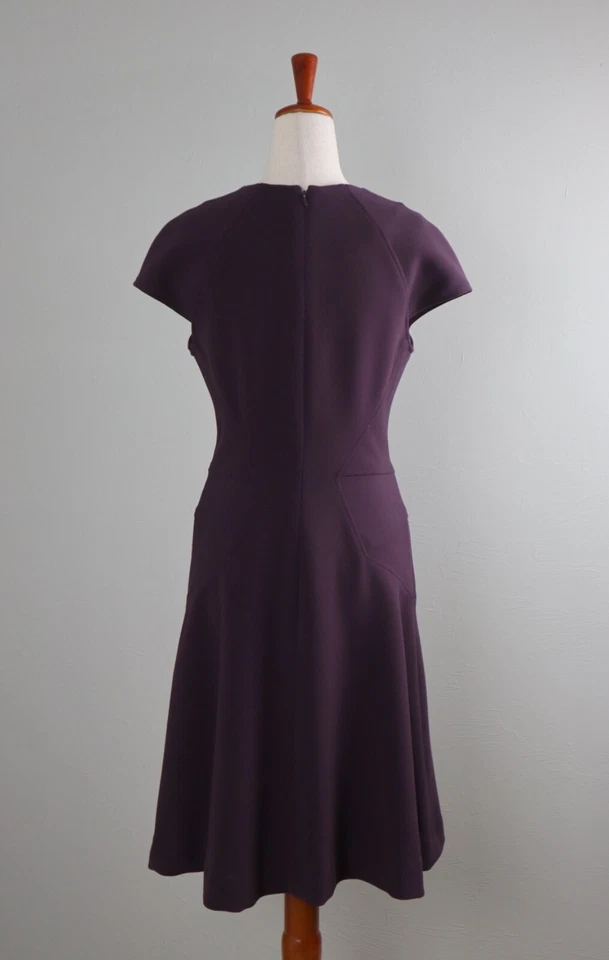 Vestido LELA ROSE $1390 Púrpura Sólido Ajustado Costura Manga Gorra Línea A Talla 6 Foto 4 de 4