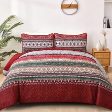 WONGS Boho Bedding Quilt Set Queen King Size All Season Bedspread for Bedroom