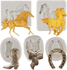 Horseshoe Silicone Mold Horse Fondant Molds Saddle Cowboy Boot Gray
