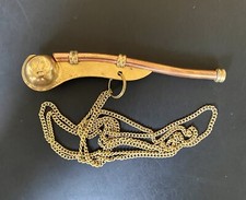 Nautical Brass Boatswain Navy Ship Bosun's Whistle with Brass Chain