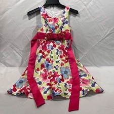 Bonnie Jean Pink Red Flowers Girls Children's Dress Size 7 Spring Summer Easter