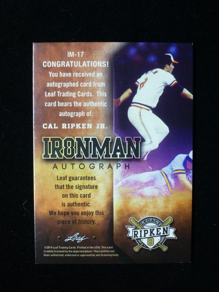 2014 Leaf Legacy Ironman Cal Ripken Jr. Autograph auto Platinum 4/8 - Image 2 of 2