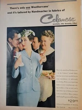 1954 Dovima Women's blue Weathervane Handmacher Celanese suit vintage ad
