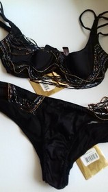 AGENT PROVOCATEUR SOIREE BLACK LIDIJA BRA 32B/DD 36B & 2 SMALL BRIEF UK 8 BNWT