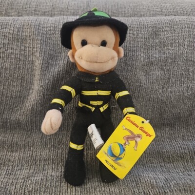 Kellytoy Curious George Firefighter Fireman 9'' Plush Stuffed Animal With Tags