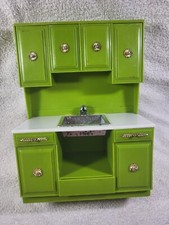 Marx Little Hostess Dollhouse Furniture Kitchen Sink Olive Green