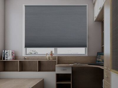 Custom Cut Cordless Room Darkening Gray Cellular Shade Honeycomb Blinds Blackout