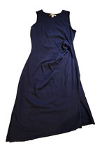 Michael Kors Midnight Blue Tie Front Womens Dress SZ M Minimalist Career Work 