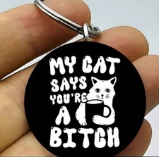 Funny Cute Kitty Cat Joke Laugh Keychain