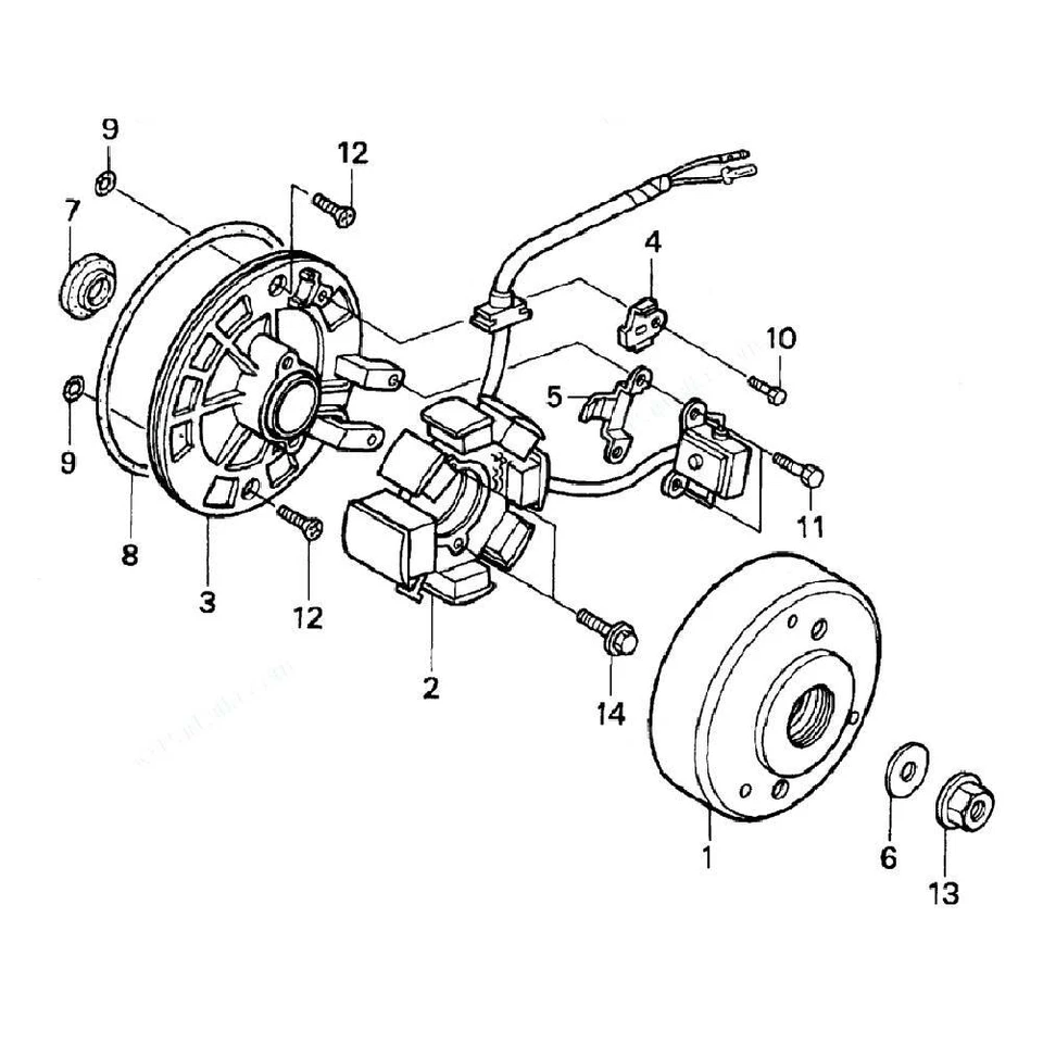Juego de bobinas y placas base de generador Magneto para Honda CRF50F 70F Z50R XR50R Foto 2 de 4