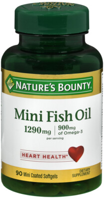 Nature's Bounty Omega 3 Mini Fish Oil 1290 mg 90ct Odorless Softgels 
