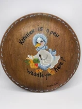 Hand Painted Wooden Goose Kitchen Plate ~ Decorative