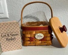 Longaberger~2000 Tree Trimming Let It Snow Basket Combo w/Protector, Lid, Tie On