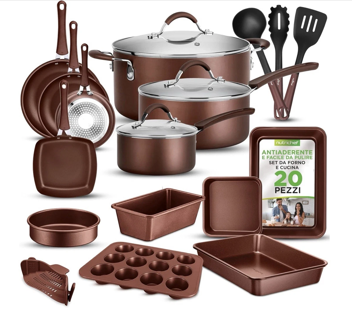 Cook N Home Set Di Pentole In Ceramica Antiaderente - 3 Pezzi Alluminio Multicolore - 2