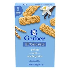 Gerber Graduates Non-GMO Whole Grain Vanilla Lil Biscuits Toddler Snack Bar, 8 x