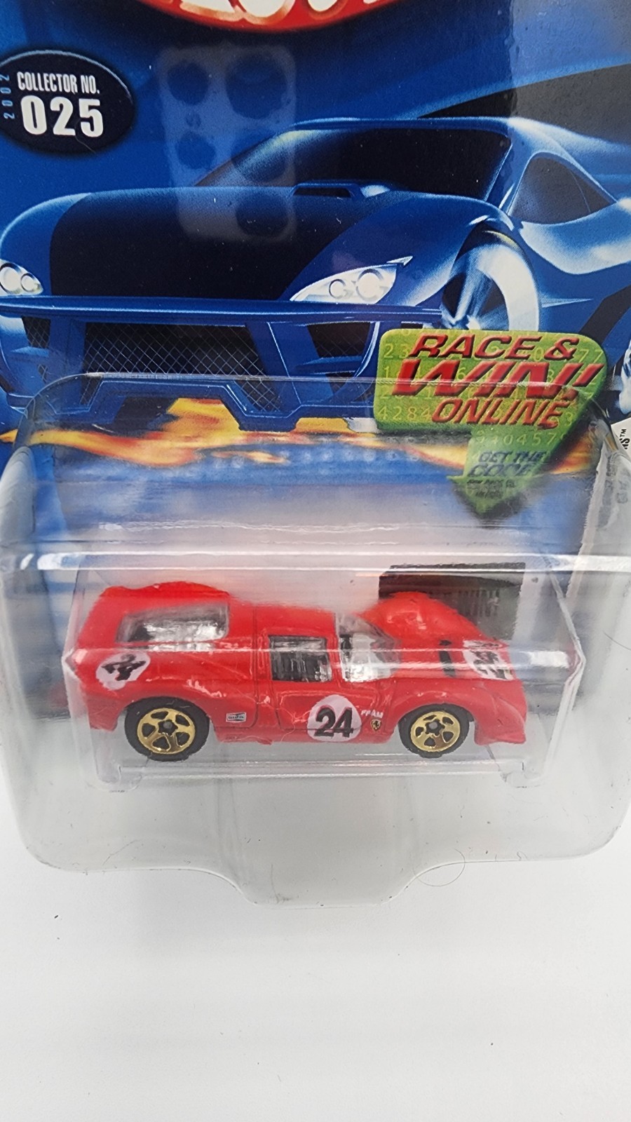 Hot Wheels Ferrari P4 #025 First Editions 2002 Red Gold Rims New