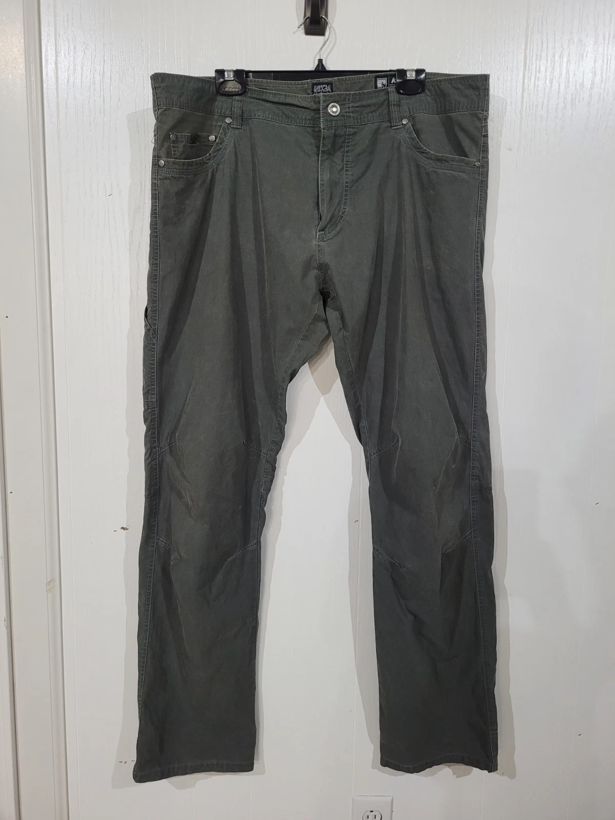 KUHL Revolvr Pants Mens 40X34 Olive Green Patina Dye Canvas Revolvr VERY NICE