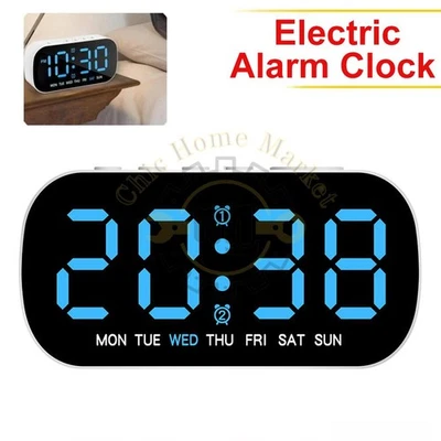 NOVA-TRENDSHOP Electric Digital Alarm Clock LED Large Display Battery Backup Snooze Dual Alarm