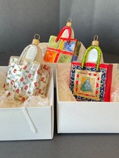 Nordstrom En Casa Bolsa de Compras de Vidrio Adornos de Navidad Lote de 3