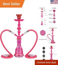20" Hookah set - 2 Hose Shisha Hookah Kit with Glass Vase, Ceramic Bowl and ...