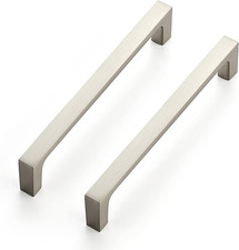 Brushed Nickel Cabinet Handles Square Pulls, 5 Inch, 25 Pack  Solid Zinc, Moder