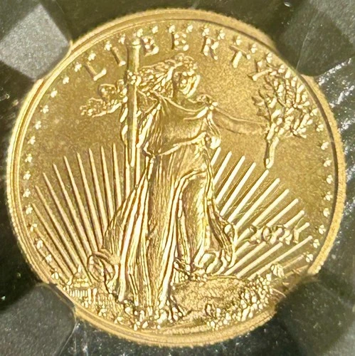 2021 W American Eagle 1/10th T. Oz. Gold Coin $5 NGC MS70 T-2 Signed by Designer