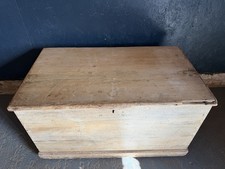 Antique Pine Trunk Blanket Chest Coffee Table With Candle Box.