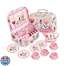 Fairy Toona Floral Tea Party Set for Little Girls Ages 3-6, 15-Pi