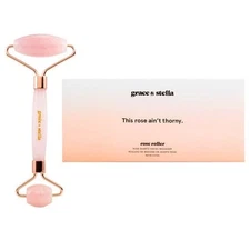 Rose Quartz Facial Massager Roller Grace & Stella New Stone of Love and Healing